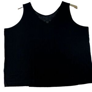 Upscale Shirt Women's Plus 4X Black Poly Cotton Embroidery NOS Vintage